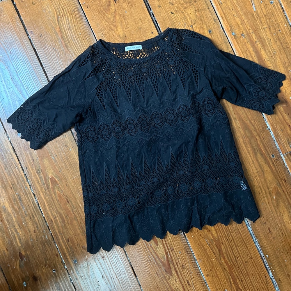 Ulla Johnson black eyelet top